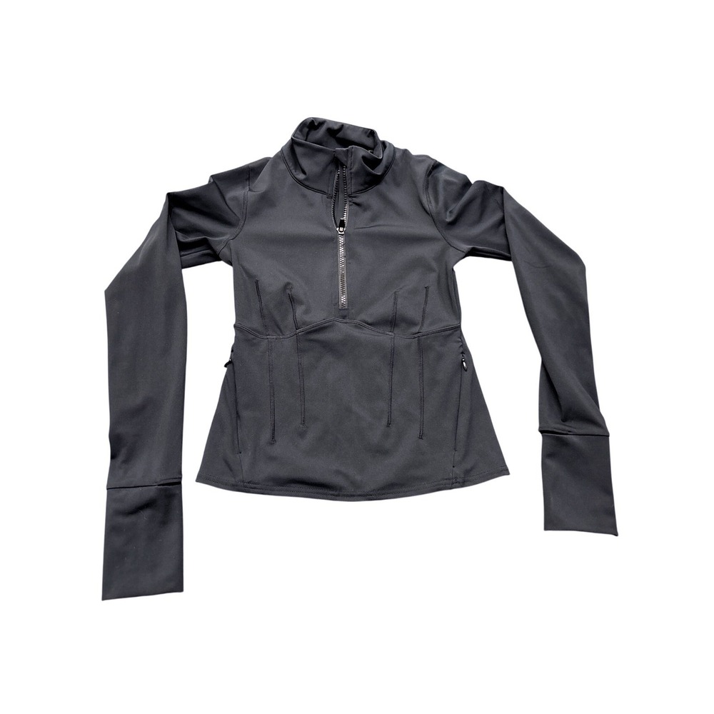 FP Movement Black Half Zip Corset Seam Athletic Jacket Thumbholes XS